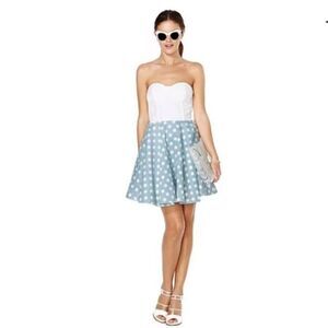 MINKPINK On The Dot Denim‎ Strapless Magnolia Dress